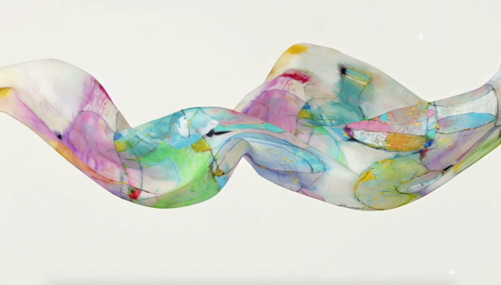 Silk wall art moving gently through ambient air and changing light