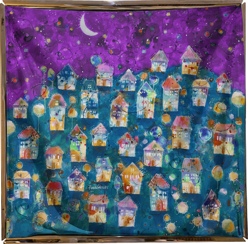 ArtSoie silk artwork held in a Veatro kinetic frame