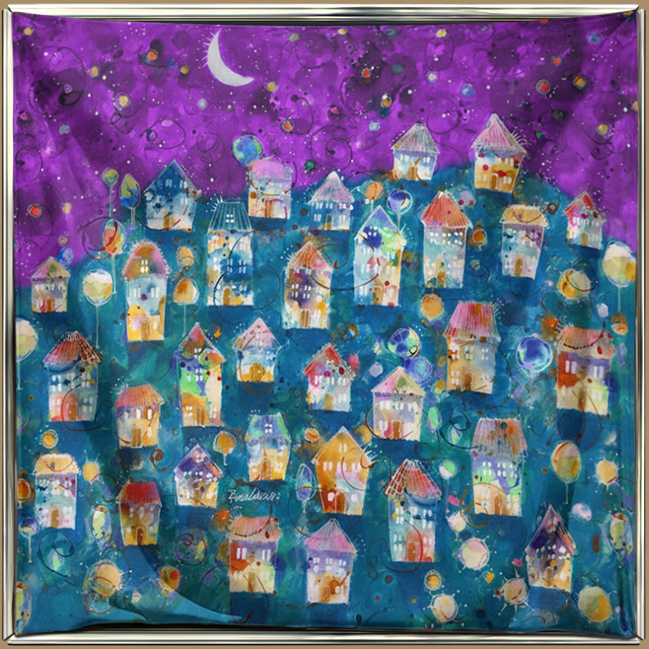 ArtSoie silk artwork held in a Veatro kinetic frame