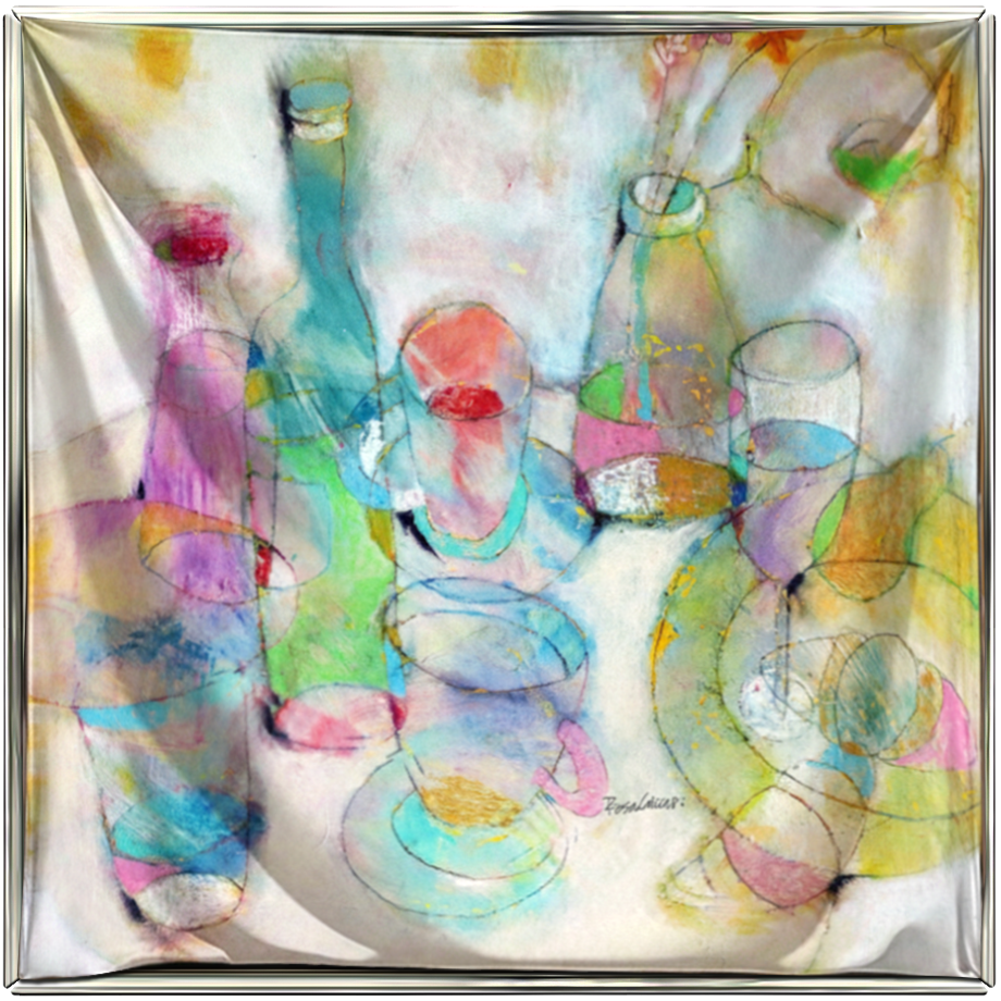 Moving textile wall art presented through a lightweight silk surface