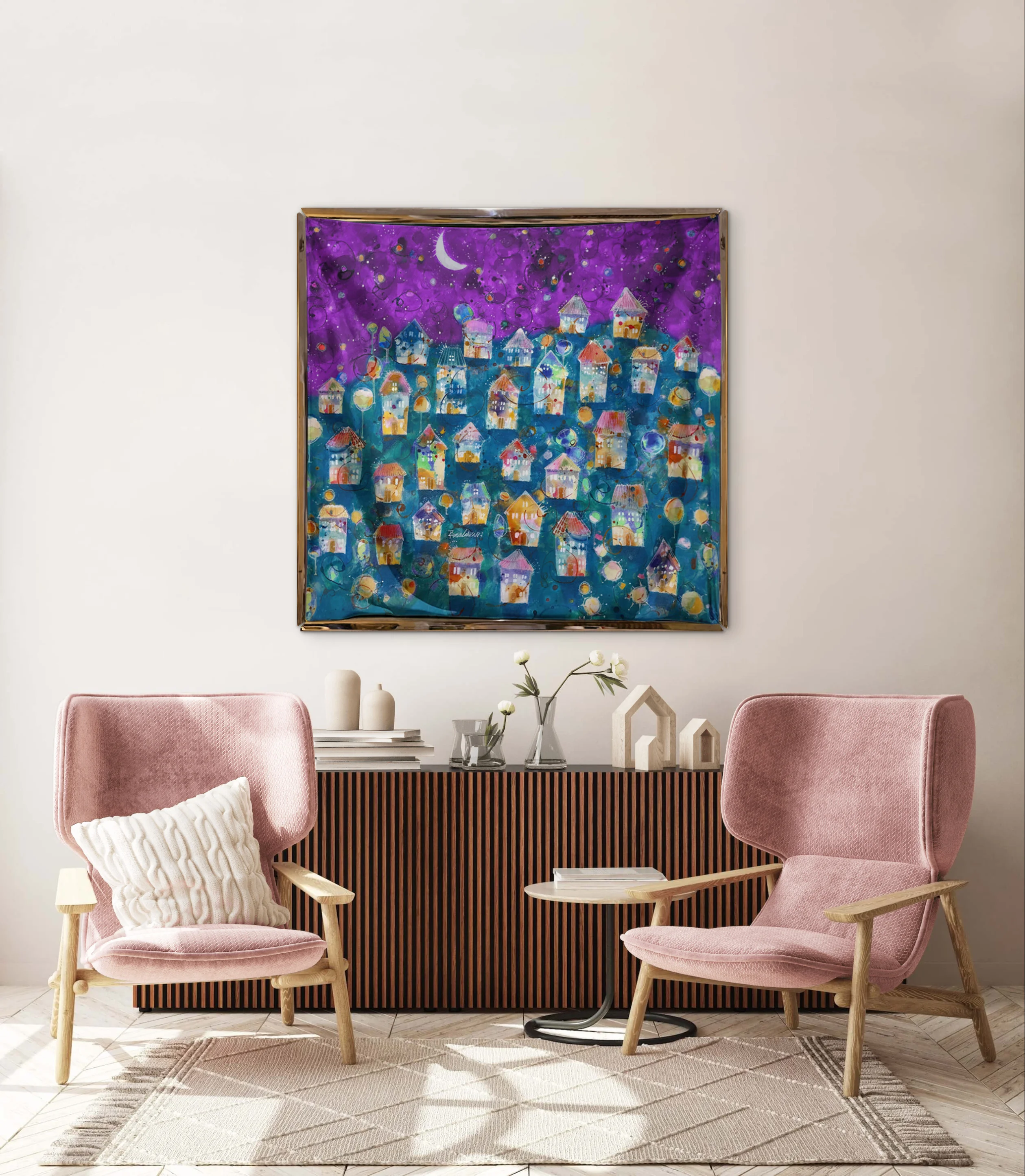 Kinetic Silk artwork displayed on a wall in an interior